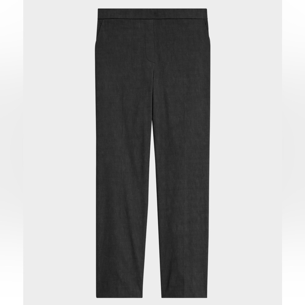 Theory Women's Treeca Pull-On linen Pants Ankle cropped black Trousers  12 new